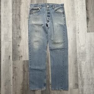 Vintage Levi’s 501 USA Button Fly Light Wash Distressed Repaired Denim Jeans 36"